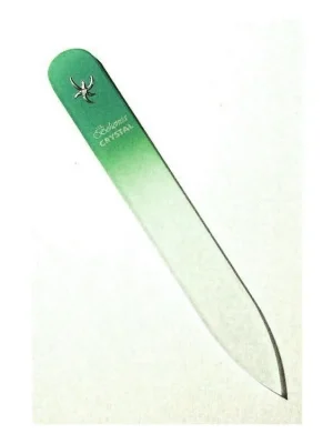 Tovární Cena BOHEMIA CRYSTAL Skleněný pilník na nehty s potiskem - 90mm - zelený