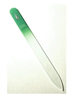 BOHEMIA CRYSTAL Skleněný pilník na nehty s potiskem - 140mm - zelený Jen Po Omezenou Doba