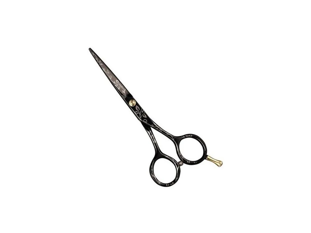 PRO FEEL JAPAN P5550 Black FLowers profi kadeřnické nůžky 5' - černé + zlaté květiny Must-Have