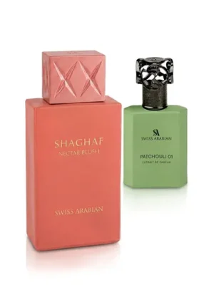 Víkendová Akce Swiss Arabian Shaghaf Nectar Blush Extrait de Parfum Patchouli 01 50 ml + EDP Shaghaf 75 ml UNISEX  .