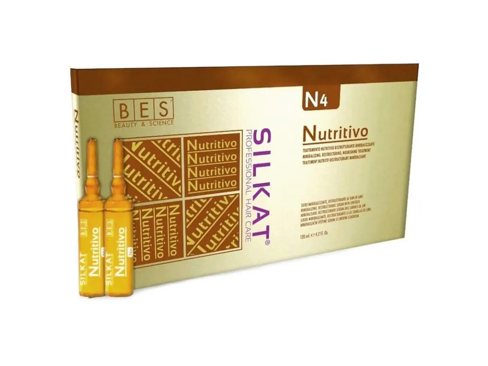 Sezónní Sleva BES Silkat Nutritivo Trettamento N4 - výživné sérum na poškozené vlasy 12x10ml