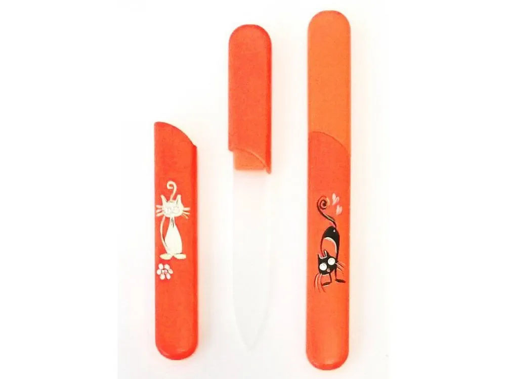 Must-Have BOHEMIA CRYSTAL Skleněný pilník s krytkou Orange - ručně malovaný s krystaly Swarovski