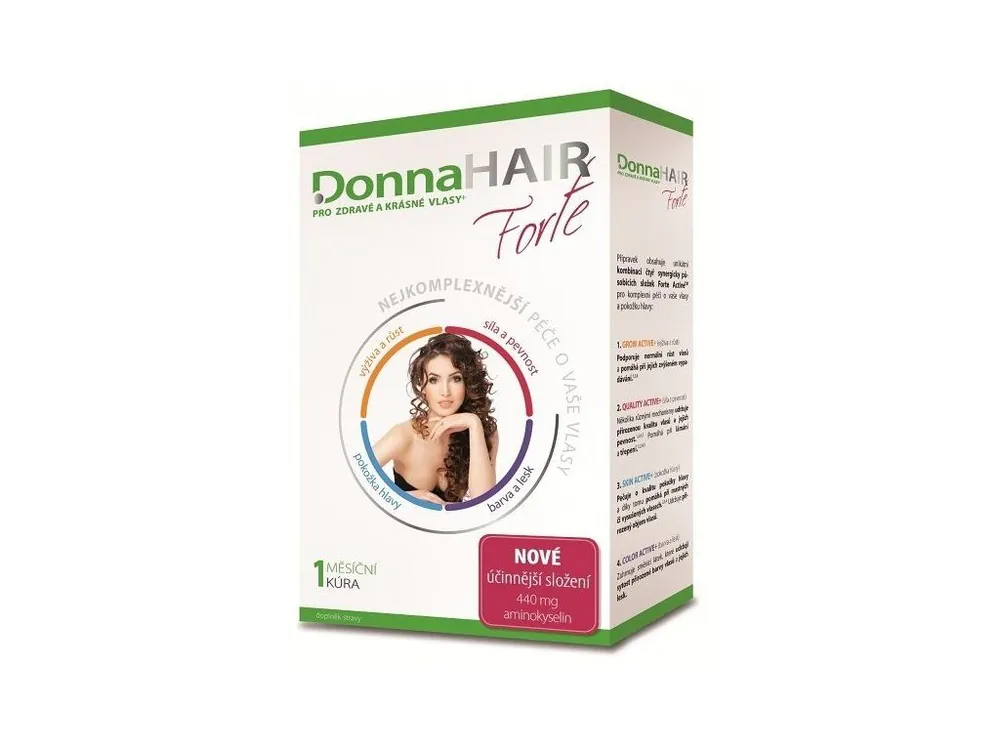 DONNA HAIR Vitamíny na vlasy Forte 30 tobolek - 1 měsíční kúra pro výživu a růst vlasů Koupit Online