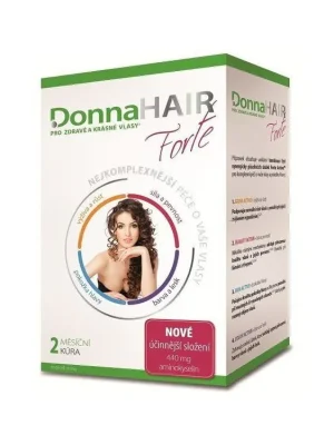 DONNA HAIR Vitamíny na vlasy Forte 60 tobolek - 2 měsíční kúra pro výživu a růst vlasů Expresní Doručení