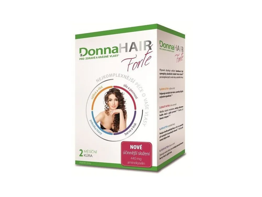 DONNA HAIR Vitamíny na vlasy Forte 60 tobolek - 2 měsíční kúra pro výživu a růst vlasů Expresní Doručení
