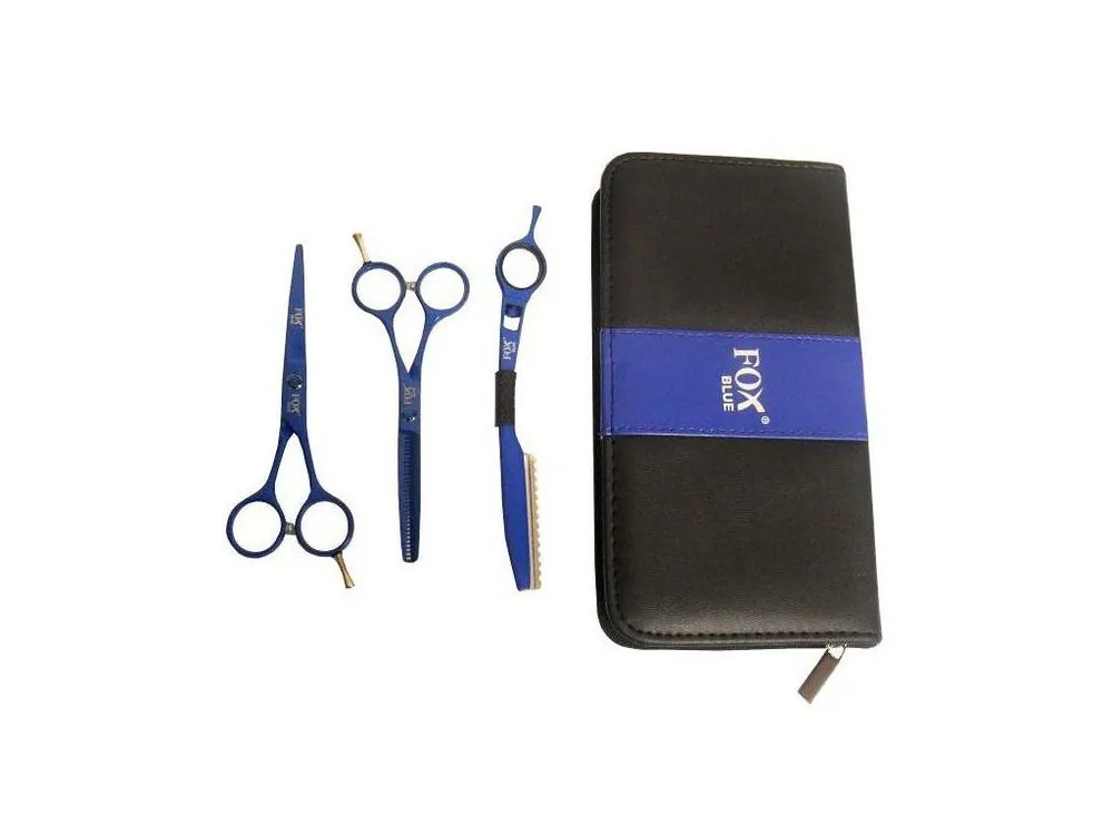 Odeslání Ihned FOX COLOR KIT Set Blue - kadeřnické nůžky 5,5 + efilační nůžky 5,5 + břitva
