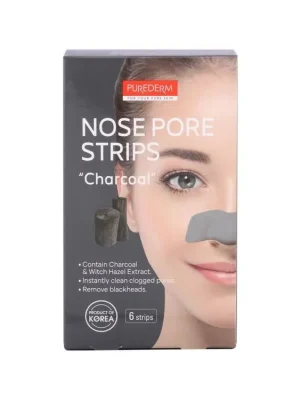 Purederm Čisticí pásky na nosDřevěné uhlí (nose pore strips) 6 ks Doprava Zdarma