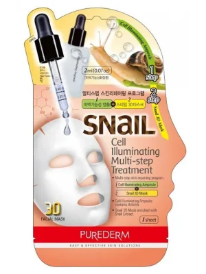 Přímo Od Výrobce Purederm Pleťová regenerační maska pro prozáření pokožky se šnečím extraktem, Ampule+3D maska, 1 ks