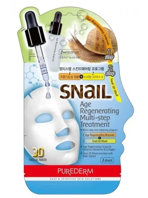 Purederm Pleťová maska se šnečím extraktem+Regenerační ampule s kolagenem, 1 ks Výprodej