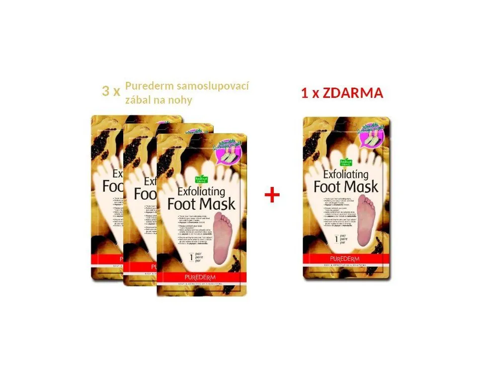 Speciální Cena Purederm Pedikúra samoslupovací zábal na nohy akce 3 + 1 ZDARMA, 4ks