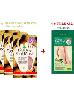 Purederm Exfoliační maska na nohy Akce 3 + 1 ZDARMA, 4 ks Časově Omezené