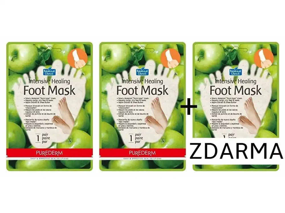 Dokud Zásoby Vydrží Purederm Intenzivní hojivá maska na nohy s výtažky z jablka, AKCE 2+1 ZDARMA