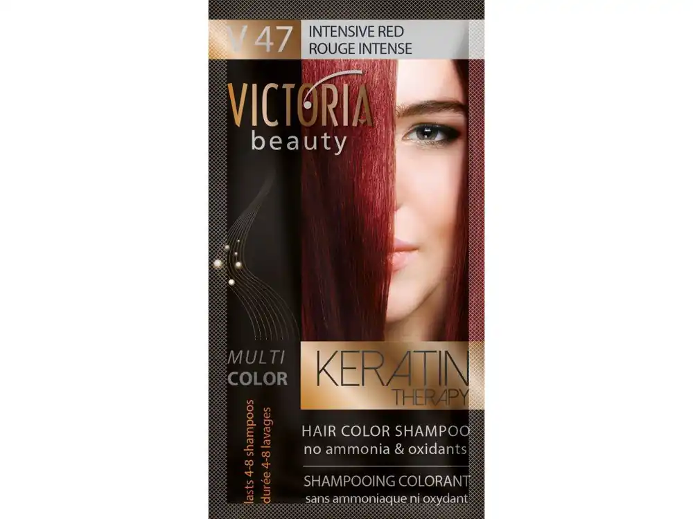 Cenový Hit Victoria Beauty Keratin Therapy Tónovací šampon na vlasy V 47, Intensive red, 4-8 umytí