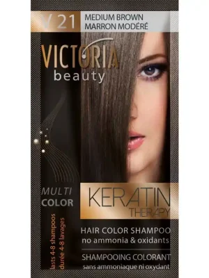 Odeslání Ihned Victoria Beauty Keratin Therapy Tónovací šampon na vlasy V 21, Medium brown, 4-8 umytí