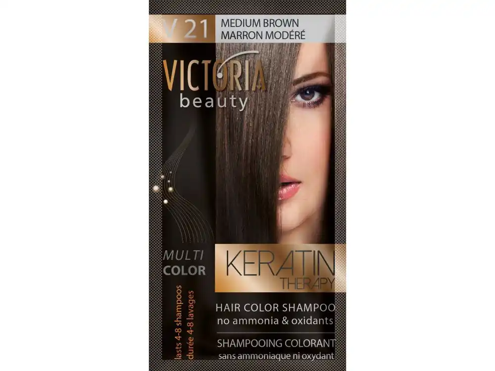 Odeslání Ihned Victoria Beauty Keratin Therapy Tónovací šampon na vlasy V 21, Medium brown, 4-8 umytí