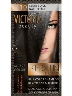 Kup Teď Victoria Beauty Keratin Therapy Tónovací šampon na vlasy V 10, Ebony black, 4-8 umytí