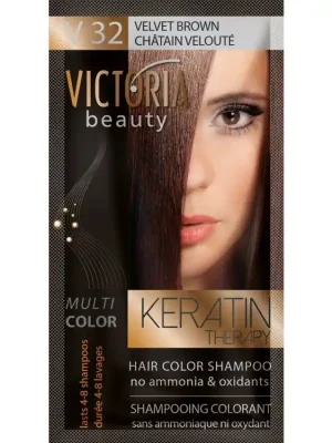 Victoria Beauty Keratin Therapy Tónovací šampon na vlasy V 32, Velvet brown, 4-8 umytí Speciální Cena
