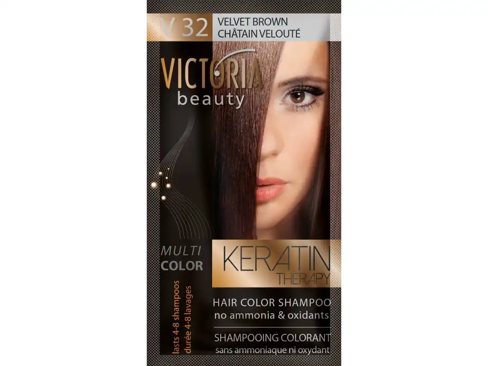 Victoria Beauty Keratin Therapy Tónovací šampon na vlasy V 32, Velvet brown, 4-8 umytí Speciální Cena