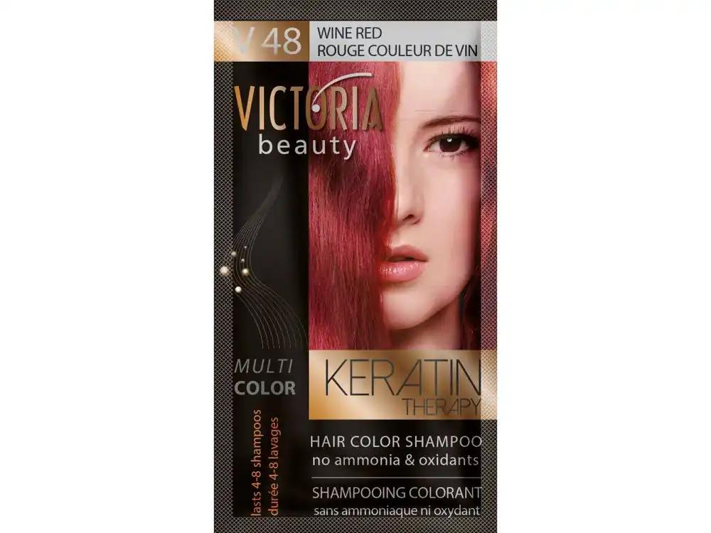 Ověřený Victoria Beauty Keratin Therapy Tónovací šampon na vlasy V 48, Wine red, 4-8 umytí 40 ml