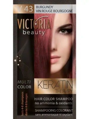 Victoria Beauty Keratin Therapy Tónovací šampon na vlasy V 43, Burgundy, 4-8 umytí Vysoce Kvalitní