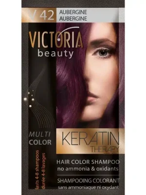 Víkendová Akce Victoria Beauty Keratin Therapy Tónovací šampon na vlasy V 42, Aubergine, 4-8 umytí
