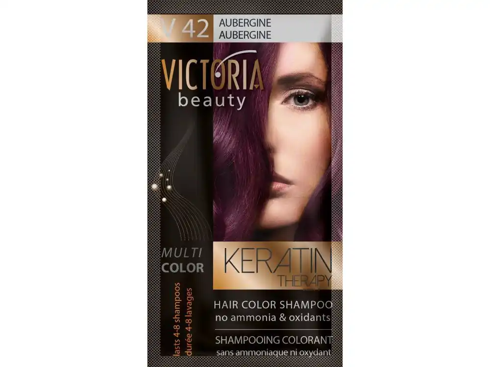 Víkendová Akce Victoria Beauty Keratin Therapy Tónovací šampon na vlasy V 42, Aubergine, 4-8 umytí
