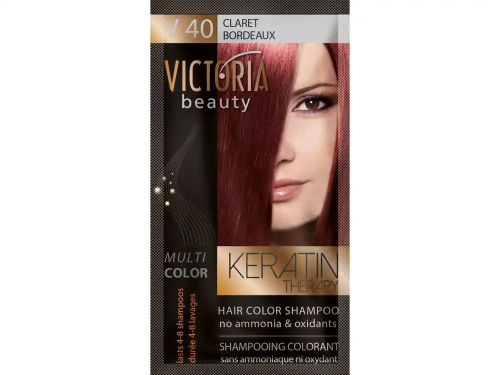 Victoria Beauty Keratin Therapy Tónovací šampon na vlasy V 40, Claret, 4-8 umytí Akční Nabídka