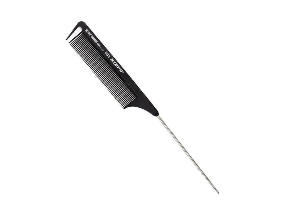 KIEPE Professional Active Carbon 501 - karbonový antistatický tupírovací hřeben s kov špicí 236x27mm Omezená Nabídka