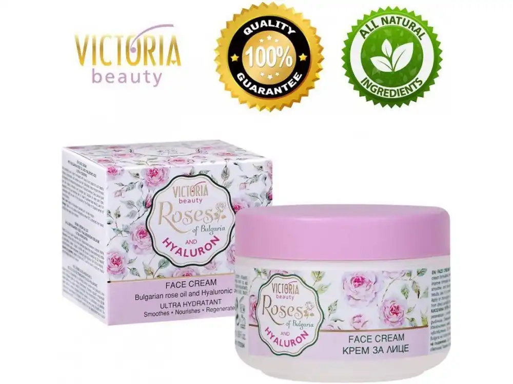 Zlevněný Victoria Beauty Roses and Hyaluron Denní hydratační krém s růžovým olejem a kyselinou hyaluronovou, 50 ml