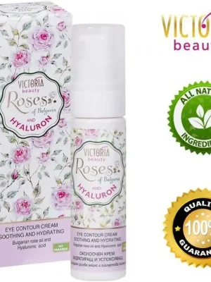 Victoria Beauty Roses and Hyaluron Hydratační krém na oči s růžovým olejem a kyselinou hyaluronovou, 30 ml Finální Výprodej