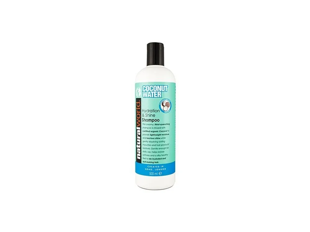 Oblíbený NATURAL WORLD COCONUT WATER Shampoo 500ml - kokosový šampon pro lesk vlasů