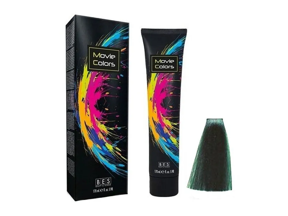 Nová Kolekce BES Movie Colors Green - gelová barva na vlasy bez amoniaku 250ml - zelená