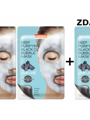 Autentický Purederm Čisticí okysličující O2 maska černé uhlíAKCE 2+1 ZDARMA