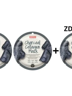 Cenová Bomba Purederm Pleťová buničitá maska s aktivním uhlím a kolagenemAKCE 2+1 ZDARMA, 3 ks