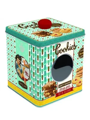 Easy Life Plechová dóza na bonbóny Cookies tyrkysová 13x13x14,5 cm Bezpečná Platba