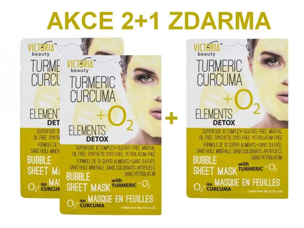 Nejlepší Volba Victoria Beauty Detox Okysličující bublinková pleťová maska s KURKUMOU 2+1 ZDARMA 3 ks