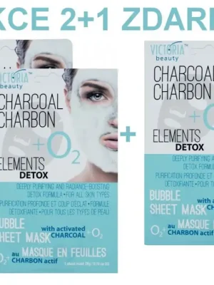 Speciální Cena Victoria Beauty Victoria Beauty Detox Okysličující bublinková pleťová maska s aktivním uhlím AKCE 2+1 ZDARMA, 3 ks