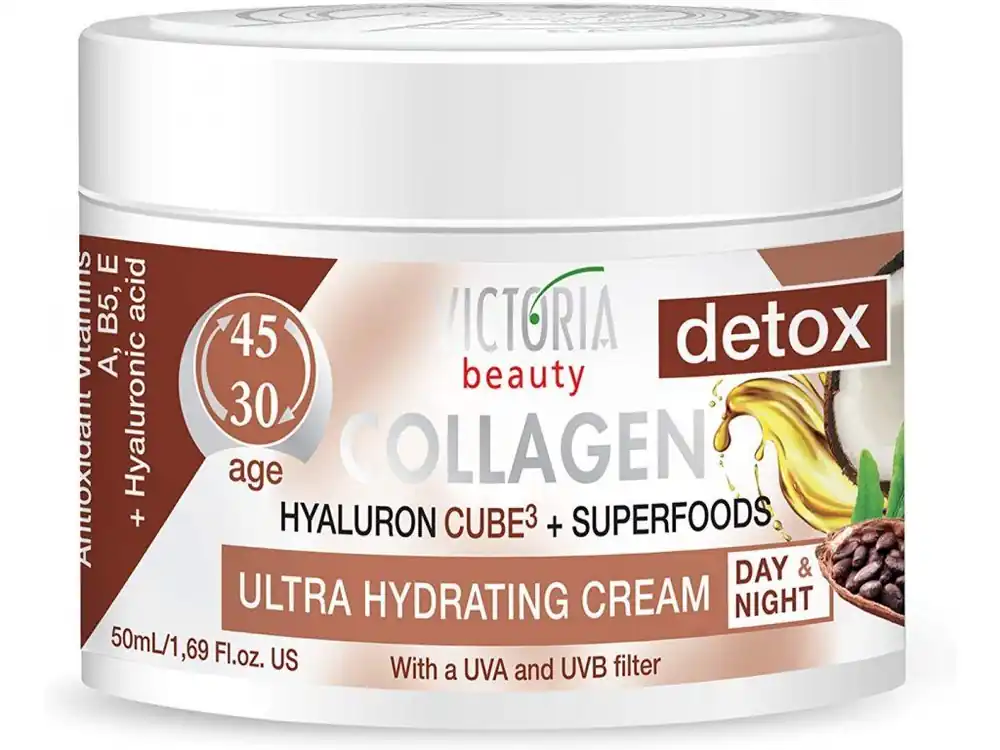 Nízká Cena Victoria Beauty Collagen 30+ Ultra hydratační Denní a noční krém s kyselinou hyaluronovou a Superfood, 50 ml
