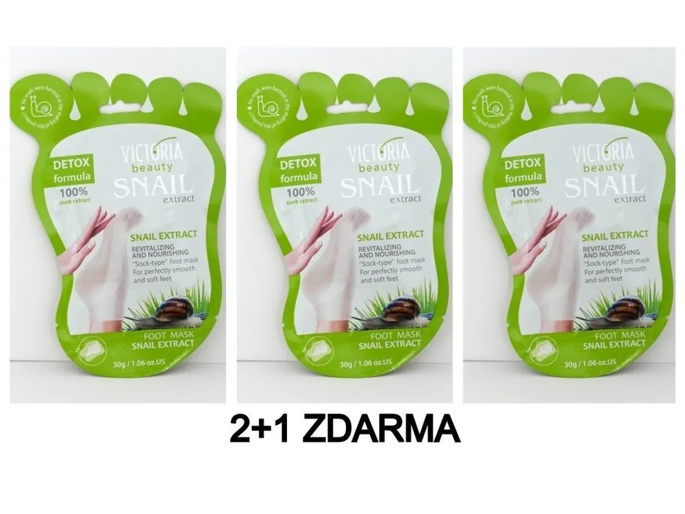 Victoria Beauty Snail Extract Výživná maska na chodidla se šnečím extraktem 2+1 ZDARMA, 3 ks Tovární Cena