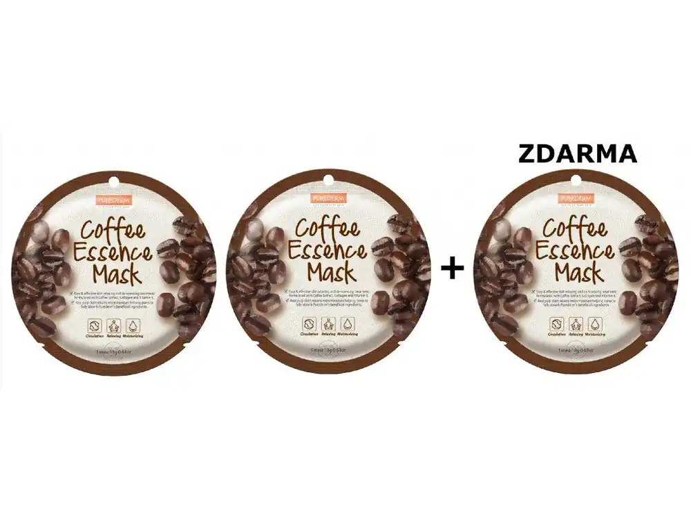 Purederm Purederm Textilní pleťová kolagenová maska s výtažky z kávy AKCE 2+1 ZDARMA 3 ks Akční Cena