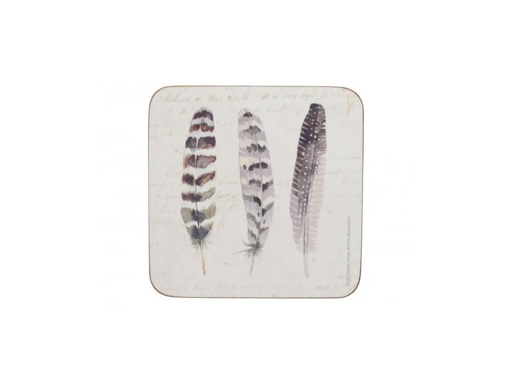 Vysoce Kvalitní Creative Tops Korkové podložky pod skleničky Feathers 10,5x10,5, 6 ks
