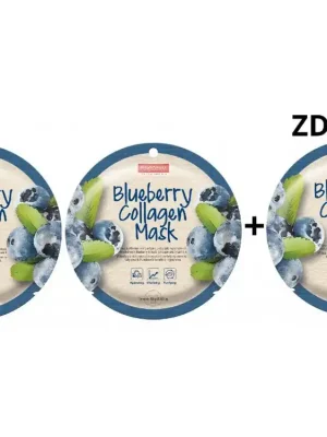 Purederm Textilní kolagenová pleťová maska s výtažky z borůvek 2+1 ZDARMA, 3 ks Top Prodej
