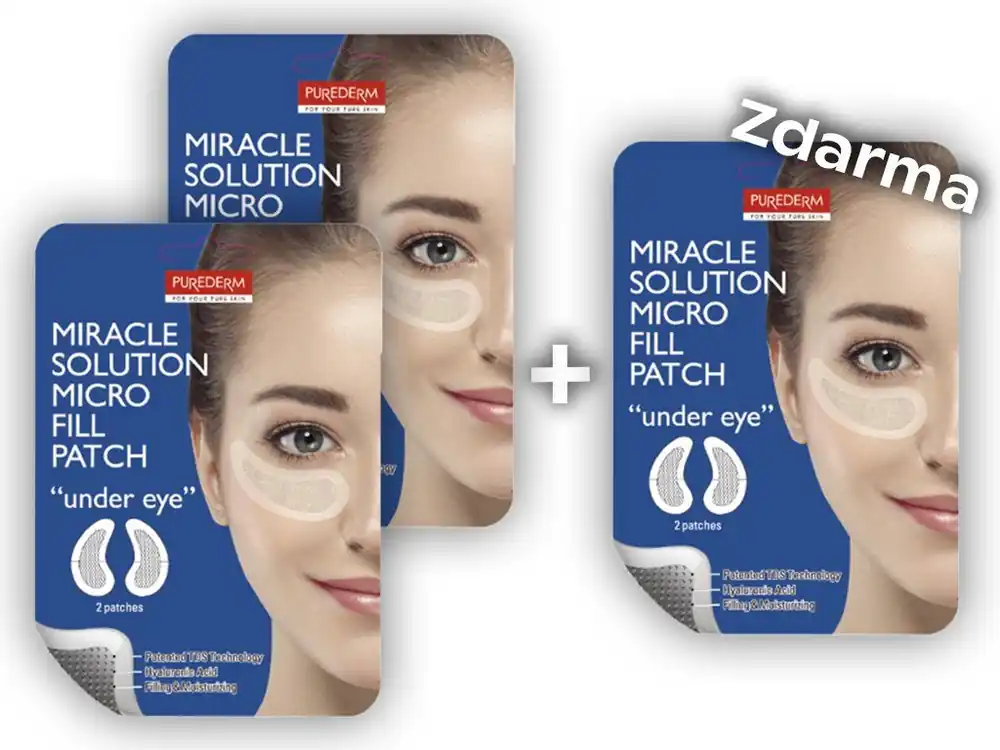 Purederm Miracle solution Zázračné náplasti s jehličkami pod oči s kyselinou hyaluronovou AKCE 2+1 ZDARMA, 9 ks Pouze Dnes