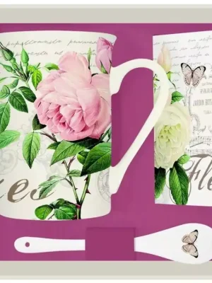 Easy Life PORCELÁNOVÝ HRNÍČEK SE LŽIČKOU A PODLOŽKOU JARDIN BOTANIQUE 3 ks Ihned K Objednání