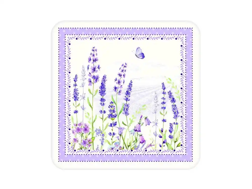 Easy Life Korkové podložky Lavender Field v dárkové krabičce 10,5x10,5 6 ks Vysoce Kvalitní