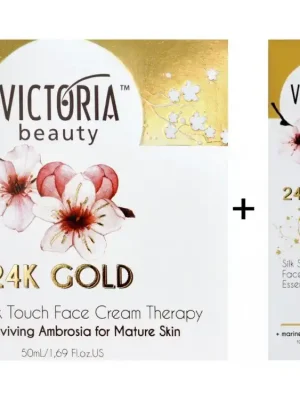 Koupit Online Victoria beauty 24K Gold Silk Kosmetický balíček skyselinou hyaluronovou Denní/noční krém 50 ml + pleťové sérum 20 ml + dárková taštička
