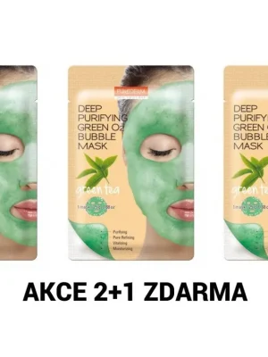 Rychlé Dodání Purederm Čisticí okysličující O2 bublinková maska s výtažkem ze zeleného čaje AKCE 2+1 ZDARMA 3 ks