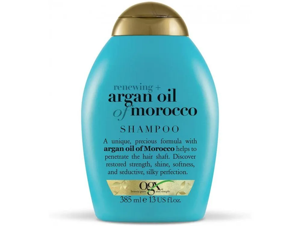 Sleva OGX Argan Oil Of Morocco Obnovující šampon pro lesk a hebkost vlasů 385 ml