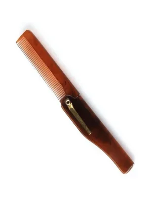 Akční Nabídka Beard Comb 001BC Brown - skládací hřeben pro úpravu vousů a kníru - hnědý
