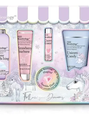 Cenově Výhodný Baylis & Harding Sada péče o tělo s balzámem na rty Beauticology Unicorn 5 ks